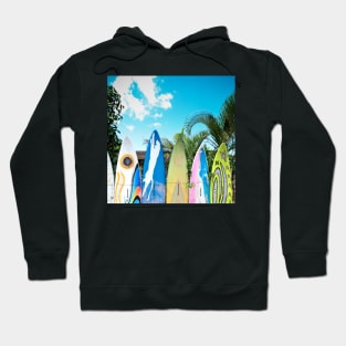 Retro Color Surfboard Fence of Paia Hoodie